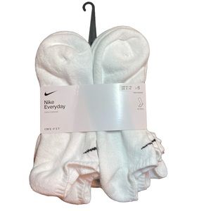 NEW 6 Pairs Nike Everyday Cotton Cushion Men's 8-12 L No Show Socks White Sport